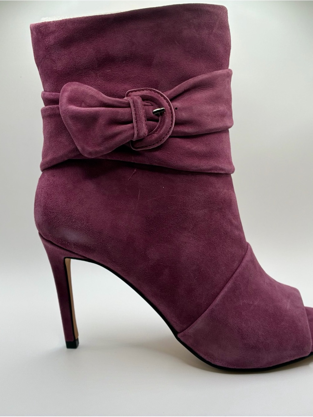 Vince Camuto Plum Suede Peep-Toe Ankle Boots
